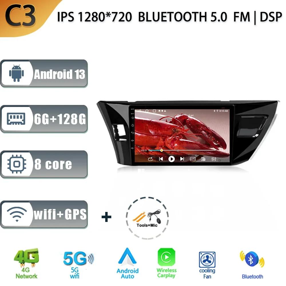 For Toyota Corolla Ralink 2014-2016 A Car Radio Multimedia Android 13 Navigation GPS Wireless Carplay 2 Din Touch Screen Stereo