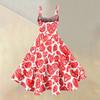 Women's Valentine's Day Love Heart Print Sexy Off Shoulder Vintage Dress