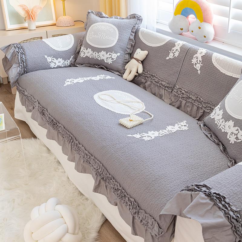 

Чехол для дивана из хлопка в пасторальном стиле с оборками по подолу, универсальный коврик для дивана Four Seasons, домашний декор, чехол для секционного дивана в гостиную 70x70