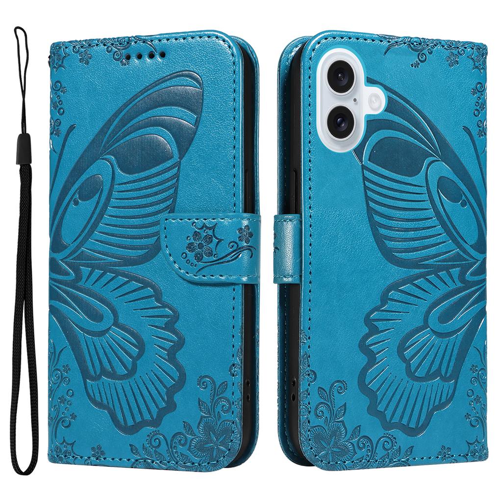 For iPhone 17 Case Butterfly Pattern PU Leather Folio Flip Phone Cover