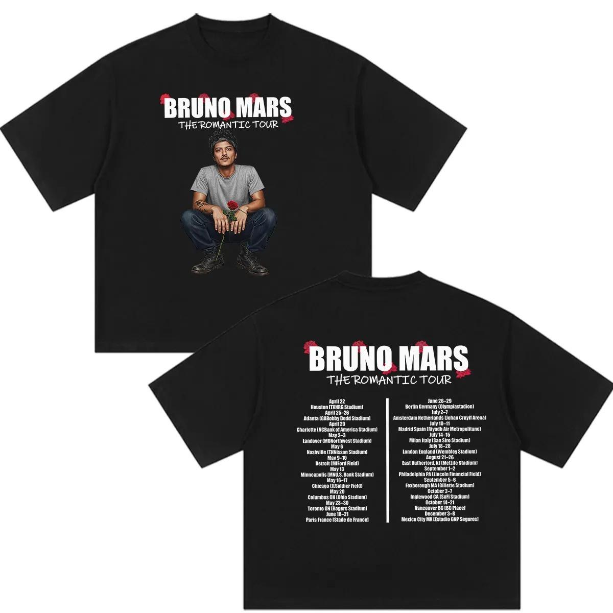 

Bruno Mars The Romantic Tour 2026 Print T Shirt Men s Clothing Casual Oversized Cotton T-shirts Vintage Fashion Hip Hop T-shirt 4XL