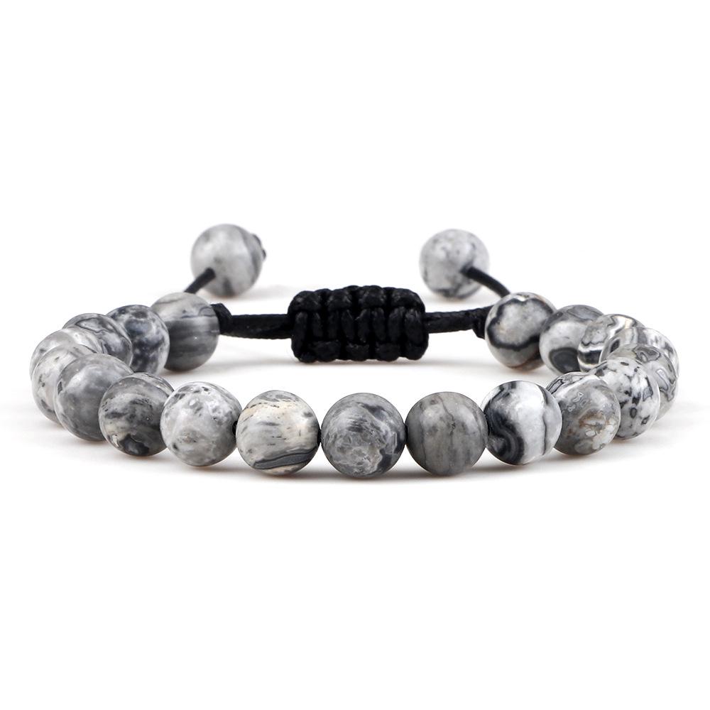 Men's and Women's 8mm Black Matte Volcanic Stone Beaded Stretch Bracelets