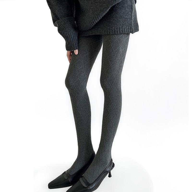 Winter Vintage Grid Tights Women High Waist Elastic Slim Warm Pantyhose 2026 Spring Streetwear Y2k Tights Stocking Leggings