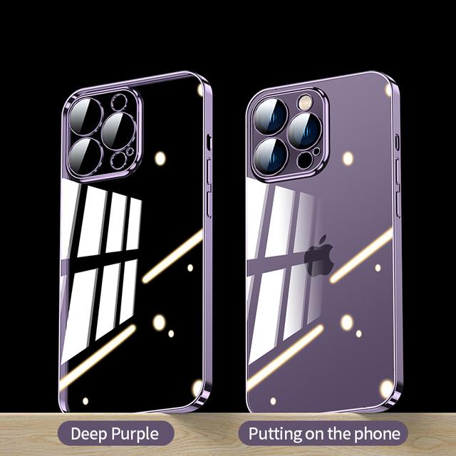 

Роскошный прозрачный чехол с покрытием для Iphone 14 13 12 Pro Max, защита объектива камеры, ультратонкий силиконовый жесткий чехол для ПК, чехол For iPhone 14