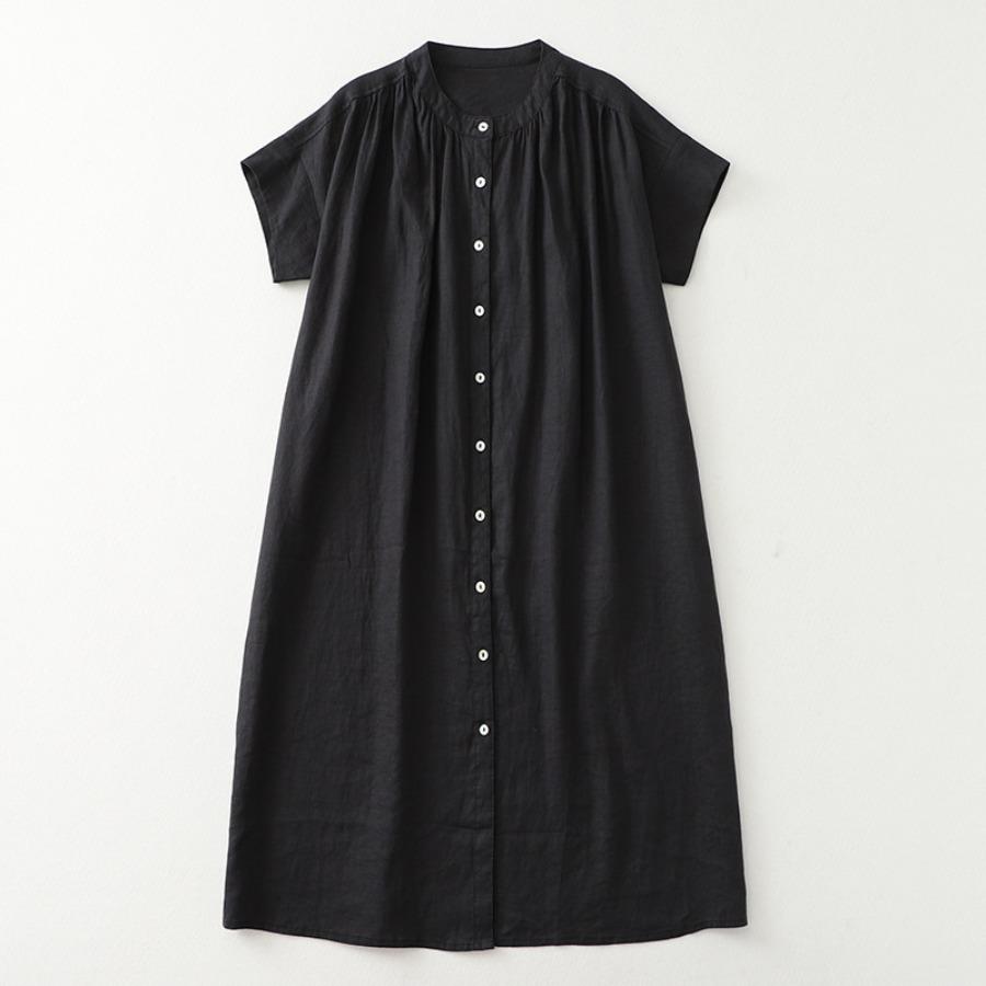 Summer Casual Japanese Women Pleated Short Sleeve Dress Vintage Loose Comfortable A-line Mid Length Dresses