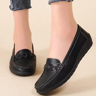 Damen Flache Schuhe mit Keilabsatz, echtes Leder, modisch, bequeme Schuhe, Damen, Slipper, Krankenschwesterschuhe, Mokassins, Outdoor, Übergröße, Tenis Feminino