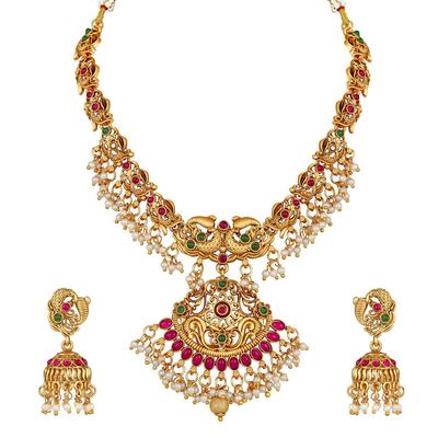 Latest Stylish Fancy Pearl Choker Traditional Jewellery Set for Women | Temple Necklace Set | Festive Wedding Party Necklace