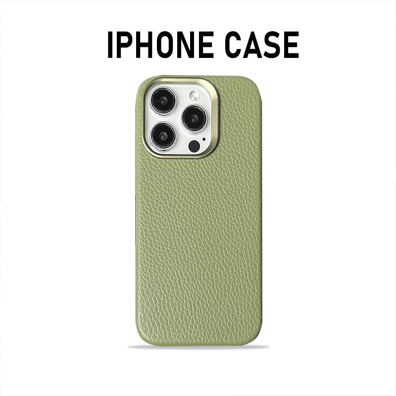 

Магнитный кожаный чехол с рисунком личи для iPhone 13, 14, 15 Pro Max - Полная защита 16