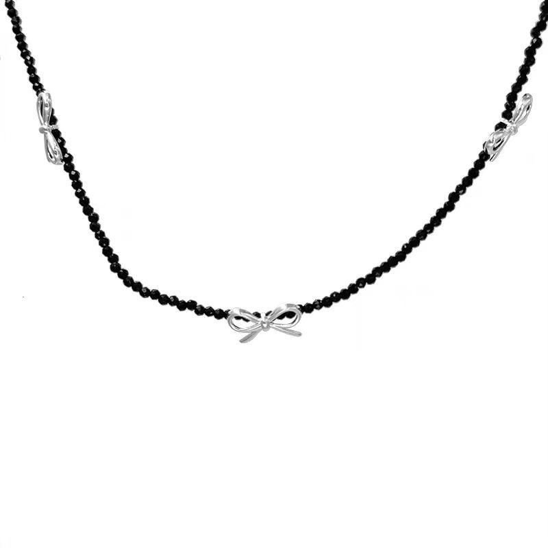 Women's 2025 Fever Style Beaded Bow Necklace - New Korean Clavicle Chain Accessory