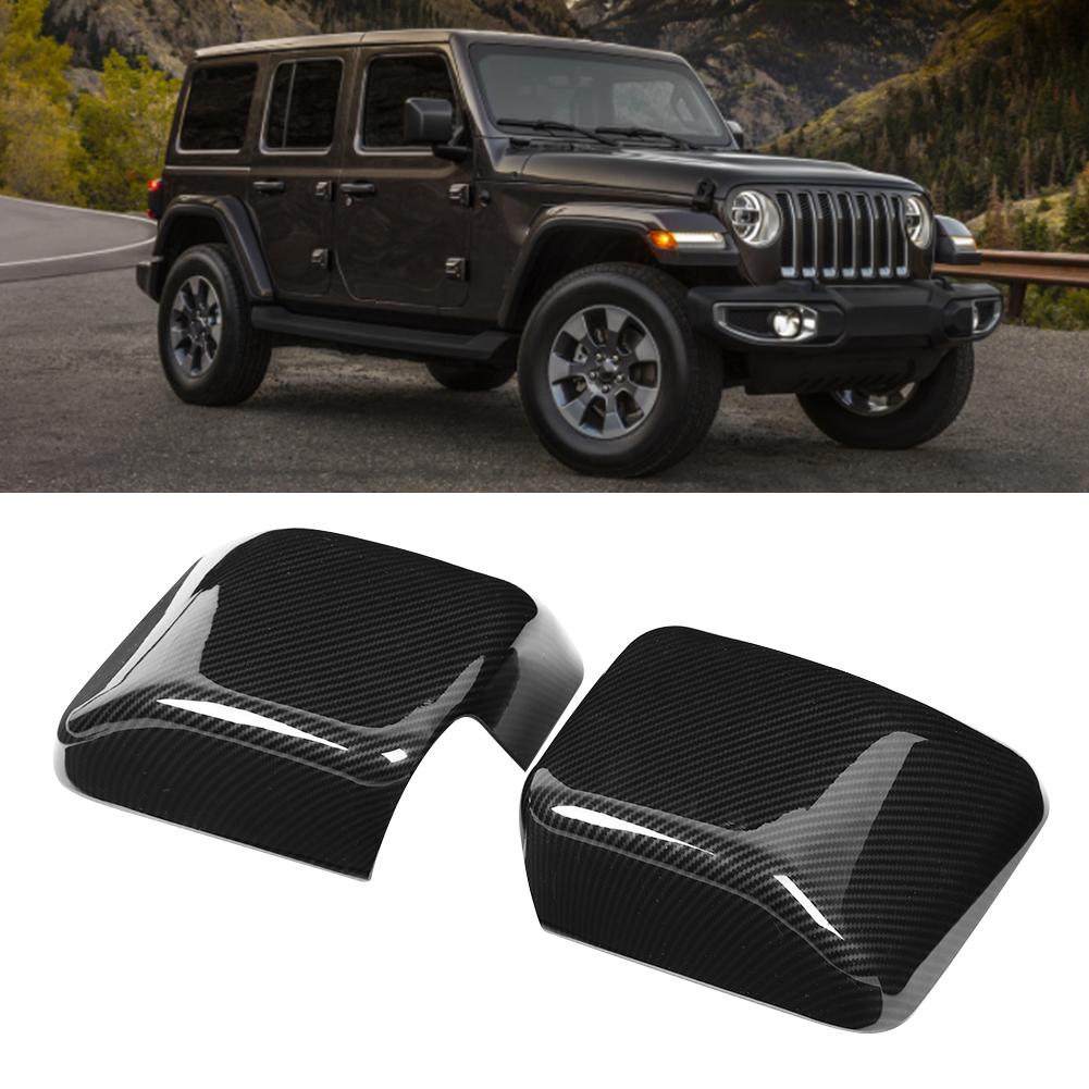 2pcs Side Wing Rear Mirror Protector Rearview Cover Trim Fits for   JL 2018+(Carbon   )