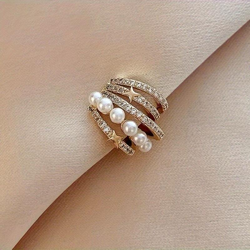 

Single Sparkling Inlaid Zircon Imitation Pearl Multi-layer Earrings, Women s Earring Free Zircon, Daily Party Accessories Gifts