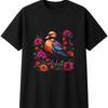 Neon Widgeon with Roses Bird Mens Womens T-Shirt Nature Unisex Novelty Gift Tee