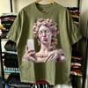 Artistic Statue Selfie Glasses Graphic White Tshirt Unisex Casual Top Creative Print Short Sleeve Tee Aesthetic Streetwear Style