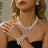 Era Masquerade Accessories Pearl Flower Necklace Bracelet Earrings Three-piece Set