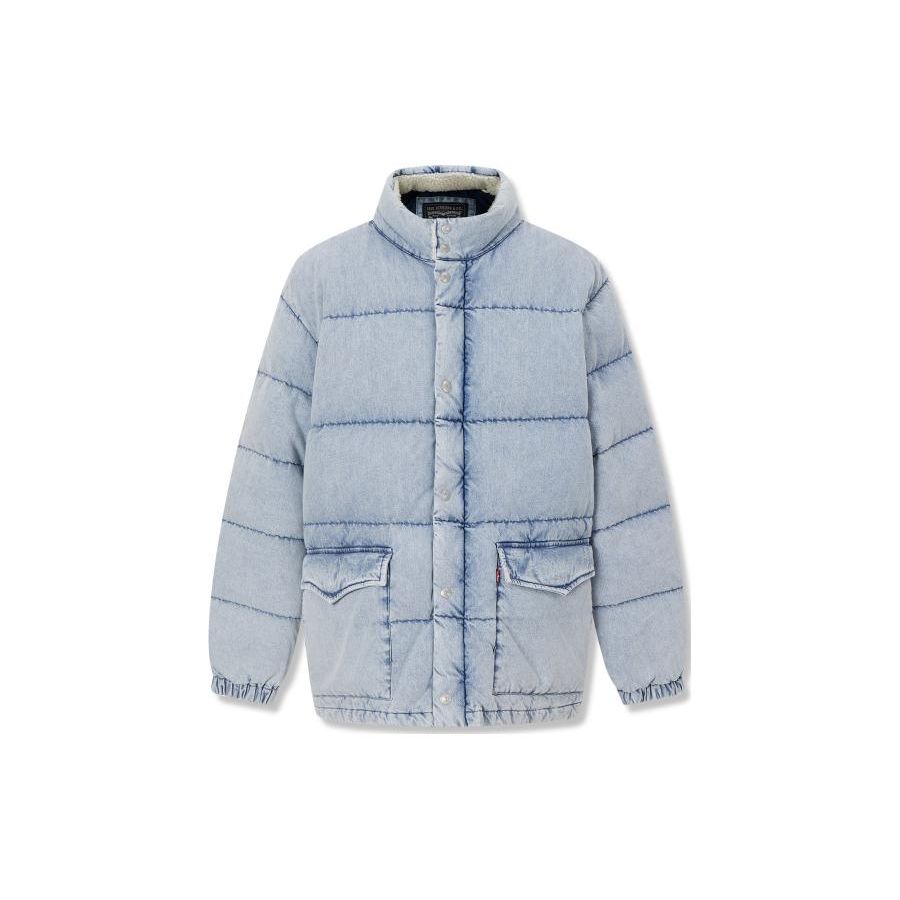 

Мужская куртка пуховик Levis однотонная на молнии со стойкой синяя A5803-0000 M