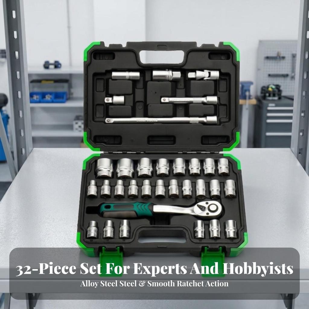 Socket Wrench Kit 72-Tooth Tools Sturdy for Garage