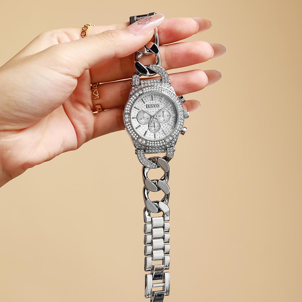New Fashion Light Luxury Gimono Diamond Chain Strap for Women Quartz Watch for Christmas and Halloween Gifts