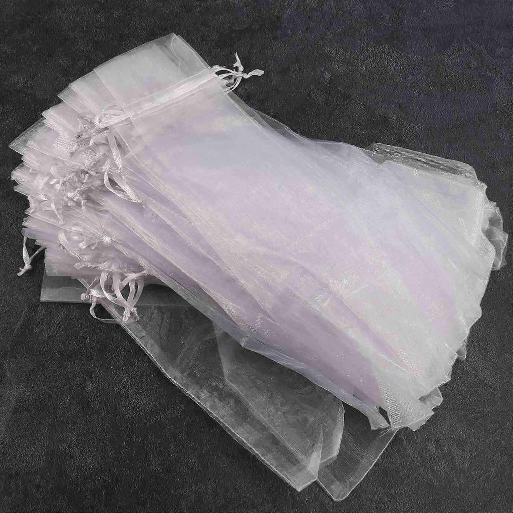 500Pcs White Drawstring Organza Folding Hand Fan Pouch Party Wedding Favor Gift Bags