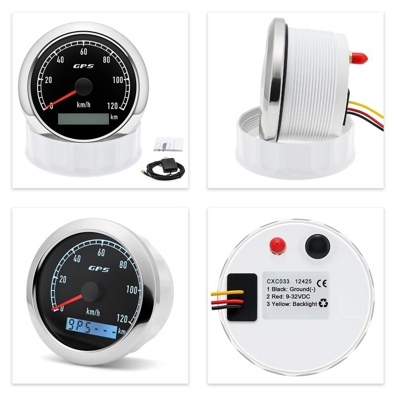 Custom 7 Color LED Universal 80MM GPS Speedometer 0-120kmh 0-60kmh Speed Meter For Boat Car Yacht 80MPH Odometer With Antenna