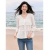 Elegant Lace Ruffle V-Neck Blouse