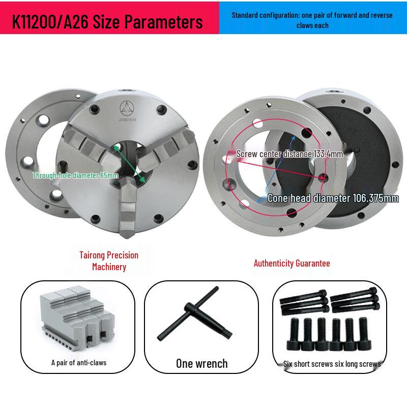 Zhonghuan K11200 Self-Centering CNC Lathe A26 Three-Jaw Short Taper Chuck