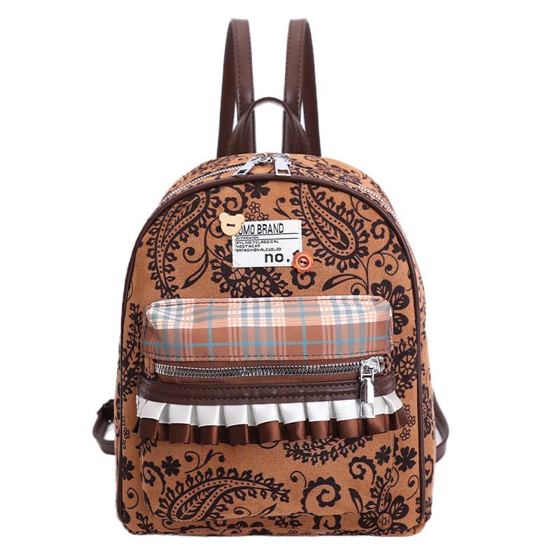 Mochila de Nylon Estilo Urbano con Estampado de Leopardo Cosido Para Uso Diario y Desplazamientos