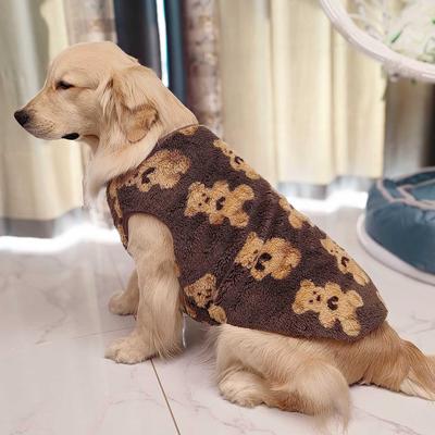 Golden Retriever & Corgi Winter Vest - Bear Print, Large, Plus Velvet Warmth