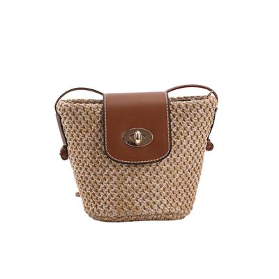 Bolsa de Palha EZ PEACH, Bolsa Cesta, Bolsa Transversal de Verão Feita à Mão para Meninas, Bolsa de Ombro de Palha Fofa com Design Trançado Feminino, Bolsa Transversal Estilosa