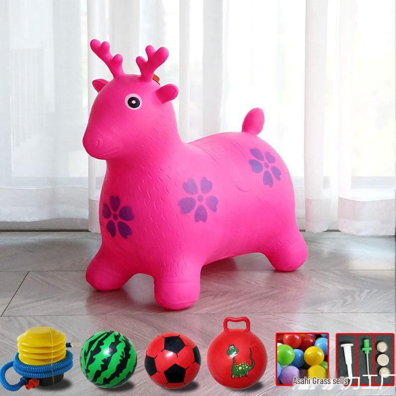 Extra Large Inflatable Bouncy Horse with Music - Thickened Leather Ride-On Pony for Children