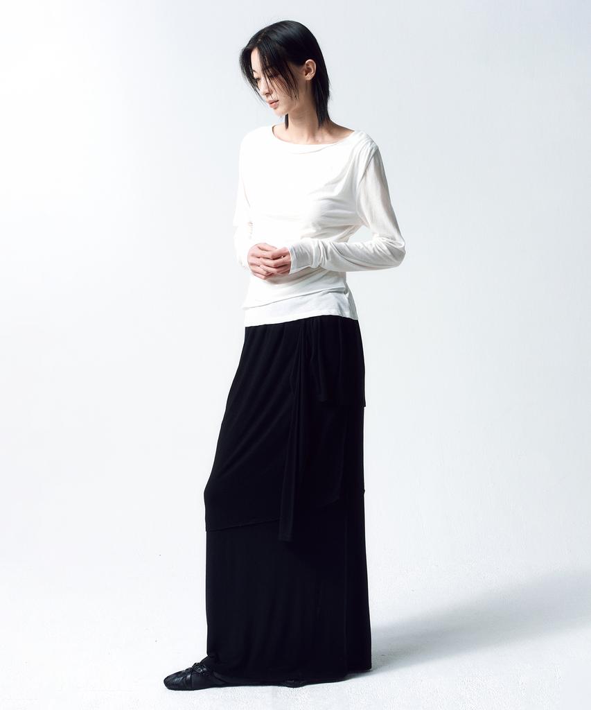INSILENCE WOMEN 3-Layer Maxi Skirt Black