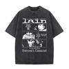 Anime Giapponese Seriale EsperiUnisexts Lain Vintage Lavato Maglietta Unisexga Iwakura Ragazza Sci Fi T-shirt Unisex Cotone Casuale Maglietta