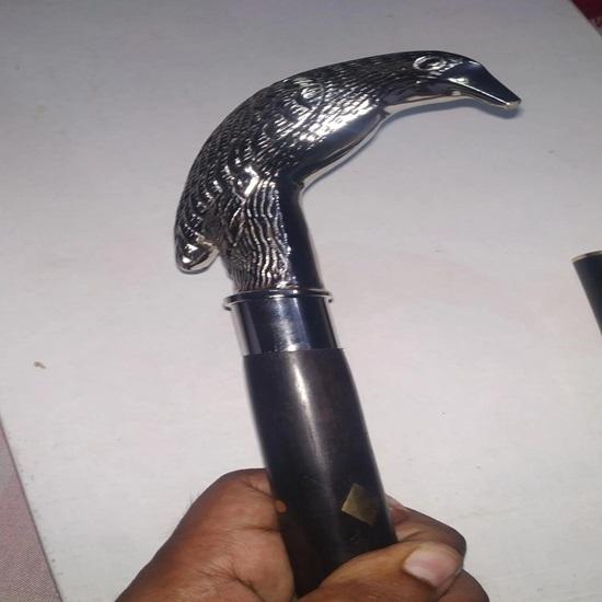 Baston de mers din alamă masivă, 93,98 cm, cu mâner în formă de corb, pentru bărbați, baston sculptat pentru femei, baston de mers unic