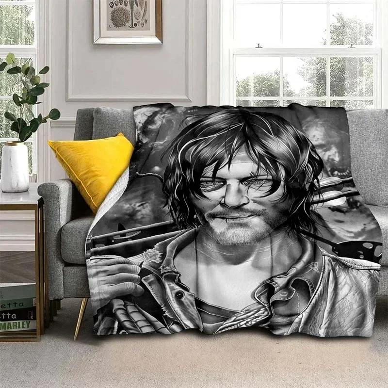 Daryl Dixon Walking Dead Movie Flannel Blanket,Warm and Soft Blanket  For Couch Sofa Office Home Travel Camping Birthday Gift