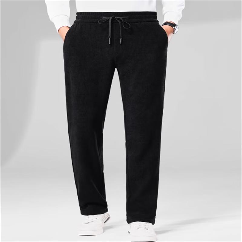 ROMON Men's Fleece-Lined Corduroy Drawstring Thermal Casual Pants