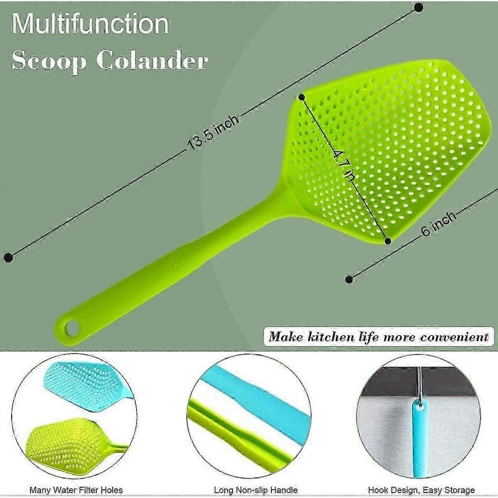 Large Scoop Colanders Strainers, 13.5'' Pasta Strainer, Spaghetti Spoon, Slotted Ladle for Draining Spaghetti, Noodles, Veggies, Boiled Eggs, Sturdy a