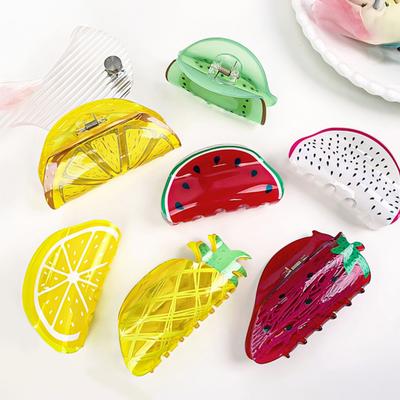 Women Hair Clip Lemon Orange Watermelon Kiwi Fruit Shape Hairpin Lightweight Back Head Hair Clamp Hair Accessories