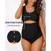 CHARMLEAKS Umstands-Einteiler-Badeanzug, gewellter, ausgeschnittener, gerüschter, hoch taillierter Schwangerschafts-Badeanzug mit U-Ausschnitt
