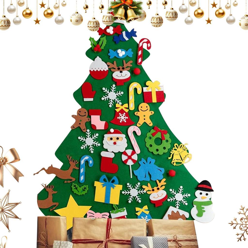 DIY Felt Christmas Tree For Kids Winter Holiday Children Activity Craft With String Lights Felt Christmas Tree Set With