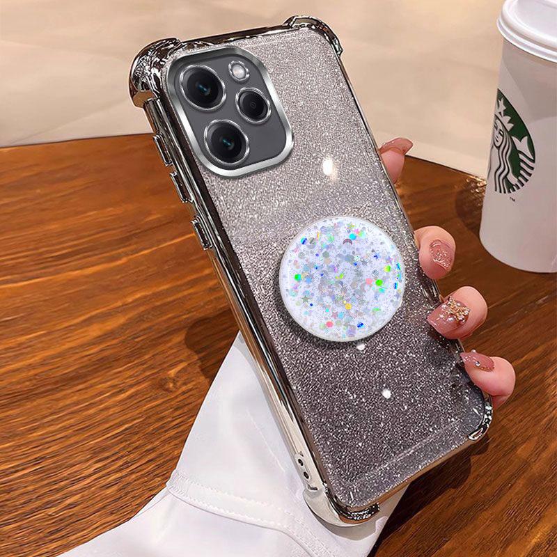 Shiny Star Stand Holder Case For Infinix Hot 40 Pro 30 30i 50 pro+ Tecno Spark 20 pro Shockproof Glitter Capa Cover with ring