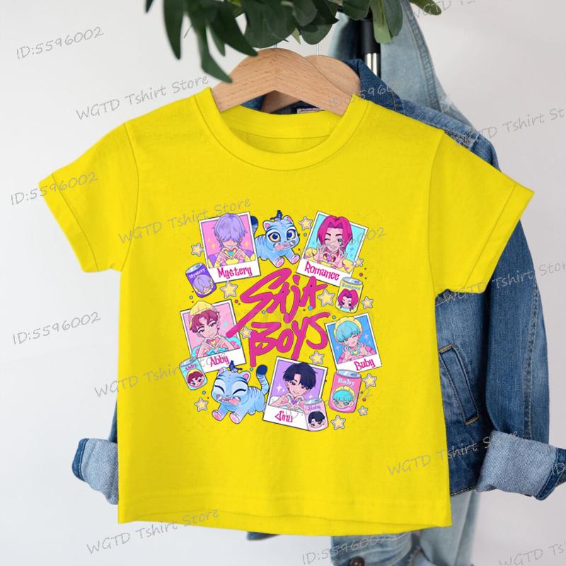 Baby Girls Boys Clothing KPop Demon Hunters Saja Boys T-shirt Tops Cartoon Cute Kids Clothes Harajuku Cotton Baby Girls T Shirt