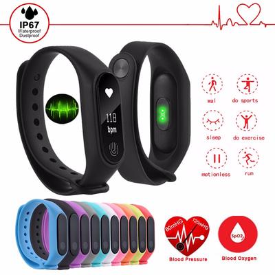 Su Geçirmez Fitness Bilekliği Akıllı Bileklik Kalp Atış Hızı Kan Basıncı Monitörü Android IOS İçin