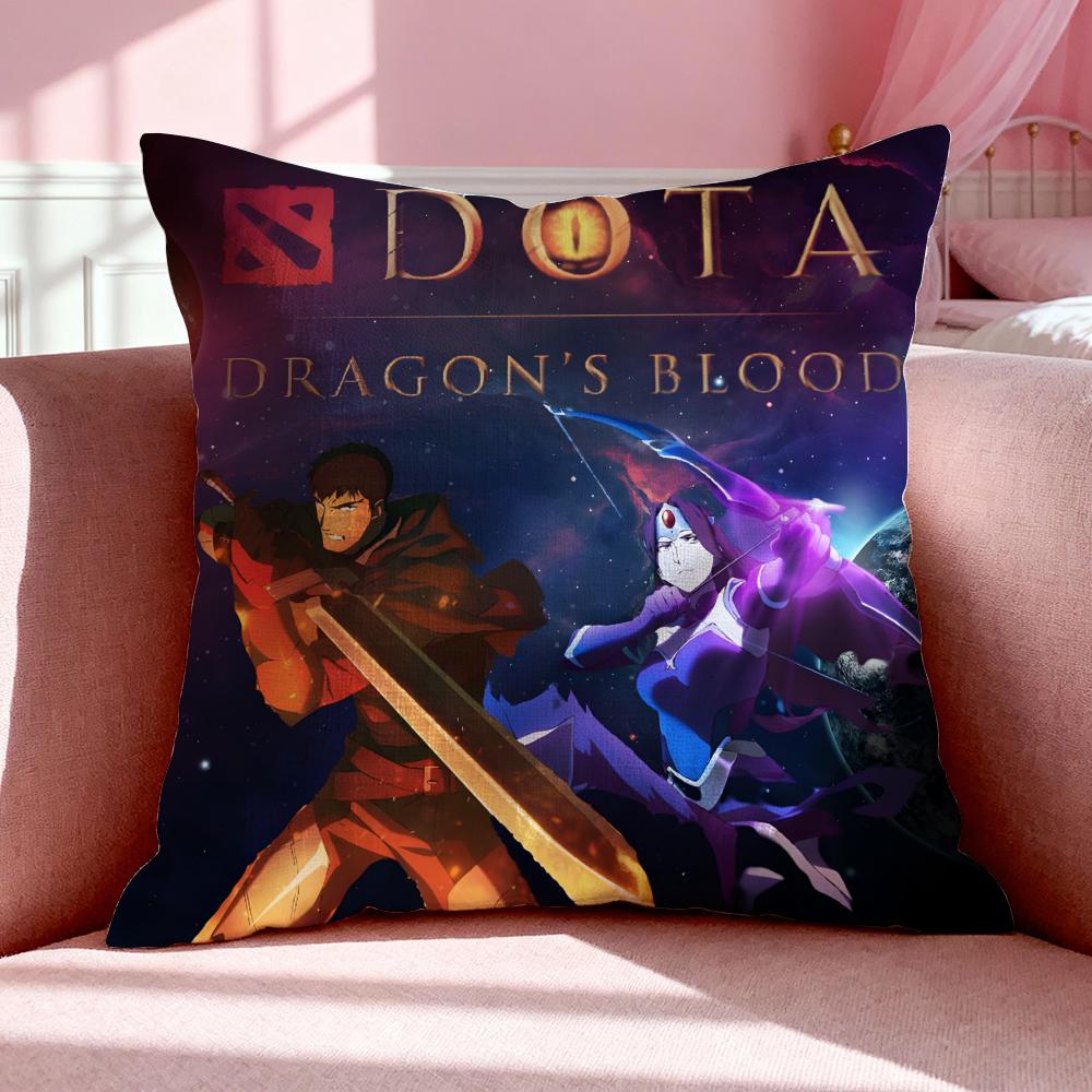 Anime D-Dota: Dragon'S Blood Cushion Cover Breathable Linen Pillowcase Summer Odorless Eco-Friendly Invisible Zipper Washable