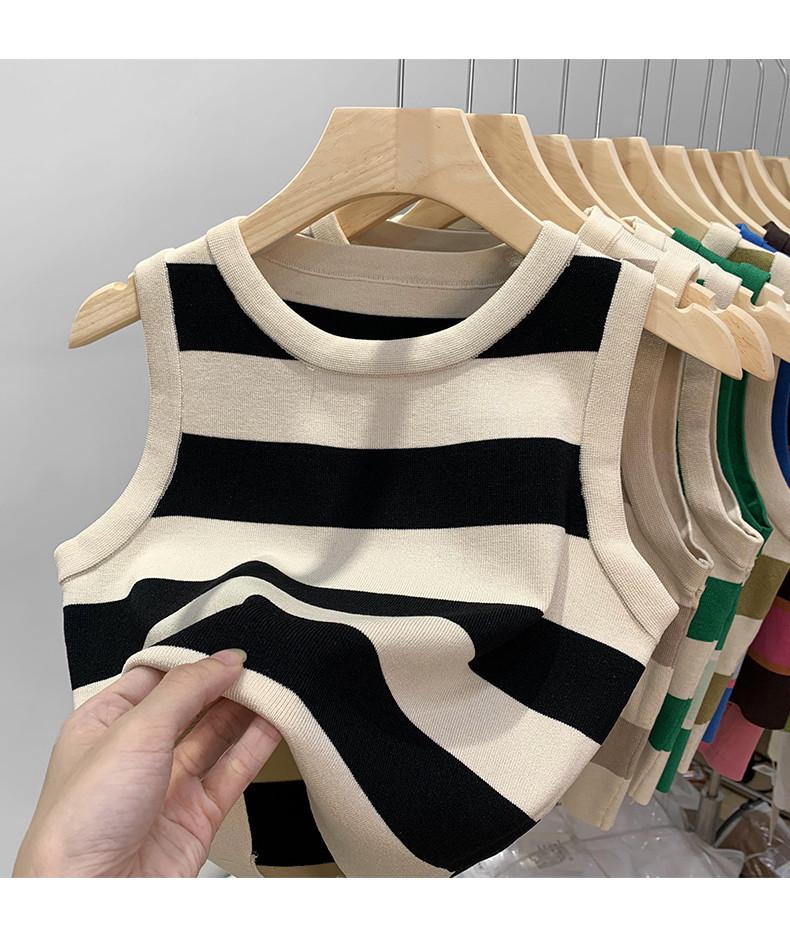 

Женский полосатый вязаный жилет - Лето 2024 Ретро-стиль, безрукавный крутой топ one size