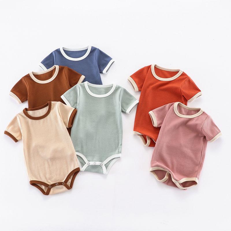 Baby Spring and Summer Romper Baby Fart Clothes Ribbed Baby Onesie Triangle Romper Newborn Romper