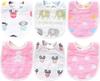 TMVOK Baby Baby Set of Mealtime Cute Animal for Boys and Girls Bibs, Gift, 6-Ply Gauze, 6, Aprons, Adjustable, Large, 2232cm, Design, 100% Cotton,