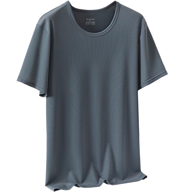 Men's Quick-Dry Ice Silk Mesh T-shirt - Breathable, Lightweight, Short Sleeve for Summer Sports
