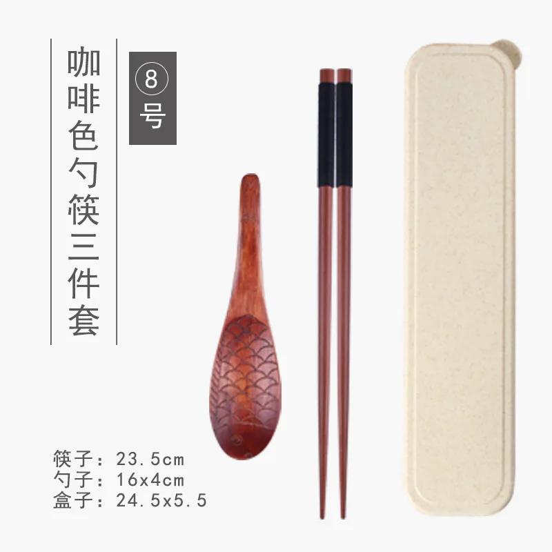 Natural Wooden Spoon & Fork Dinner Kit Rice Soups Utensil Cereal Handmade Home Tableware Dinnerware Cutlery For Kicthen