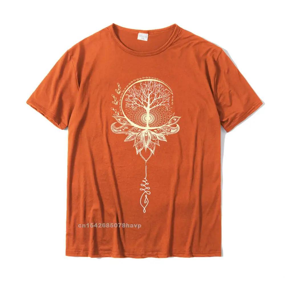 Mandala Lotus Unalome Tree Of Life T-Shirt Cotton Family Tops Shirts Discount Men's T Shirts Printed On
