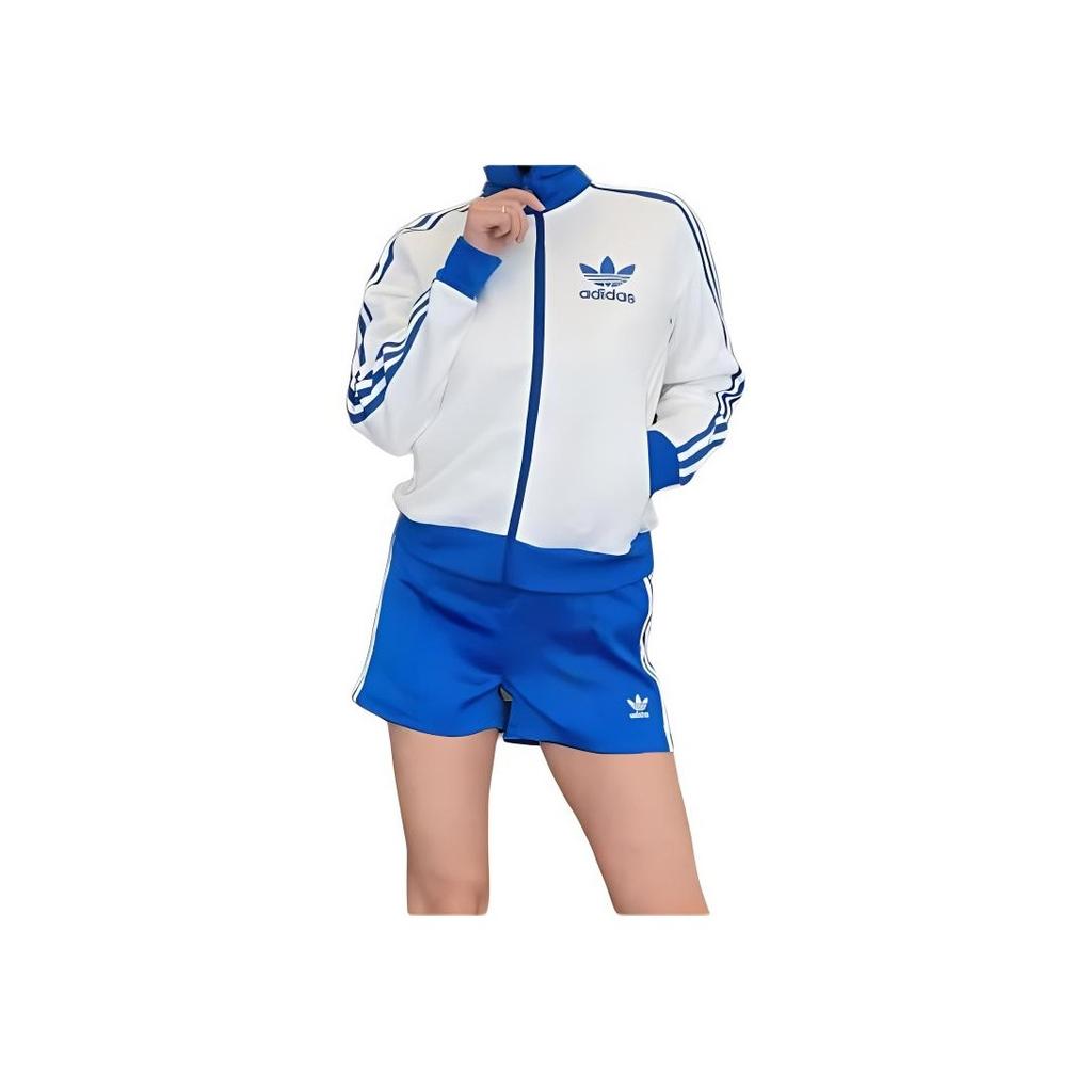 Adidas Originals Striped Logo Print Zip-Up Collar Long Sleeve Jacket Women Jacket White IR6092