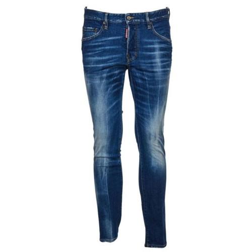Dsquared2 Mens Denim Leather Badge Skater Jeans